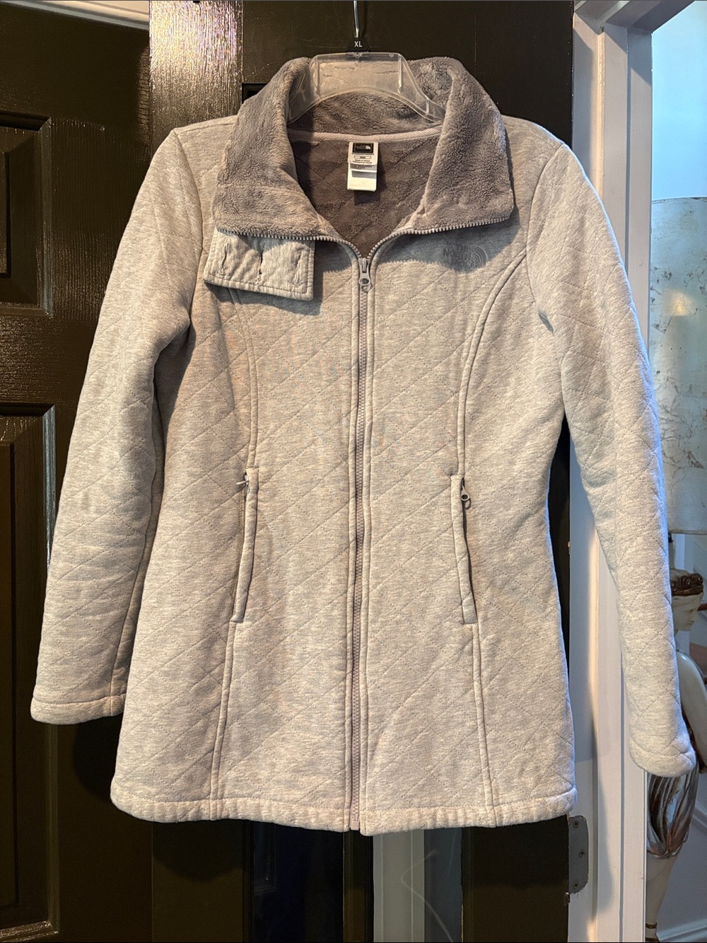 The North Face Light Gray Quilted Women's Zip-Front Jacket